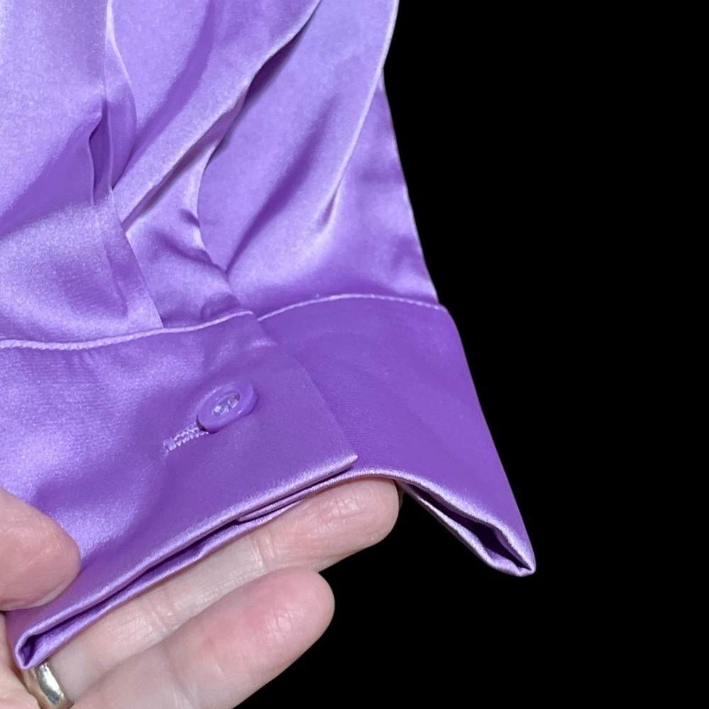 Zenana Elegant Purple Satin Women's Blouse - Picture 3 of 6